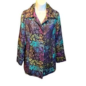 North Style  Floral pattern button up jacket blazer coat